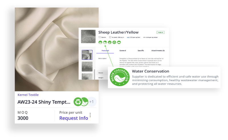 sustainability stamps on the digital sourcing platform