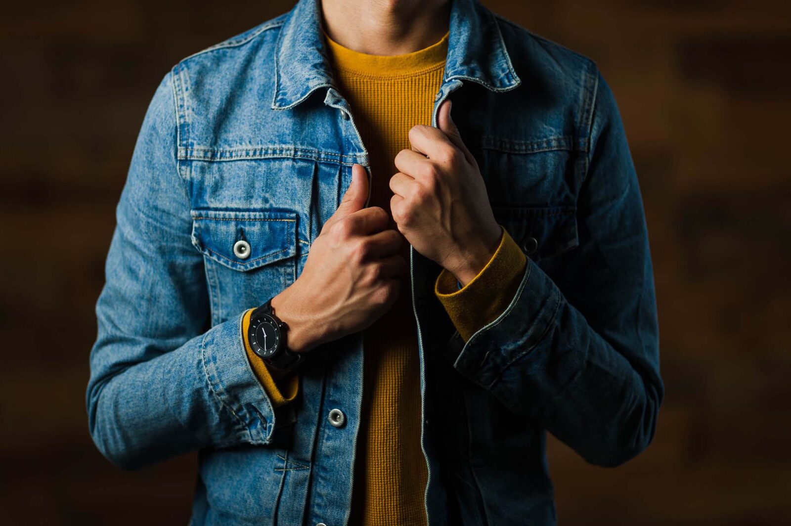 mannequin wearing a denim jacket