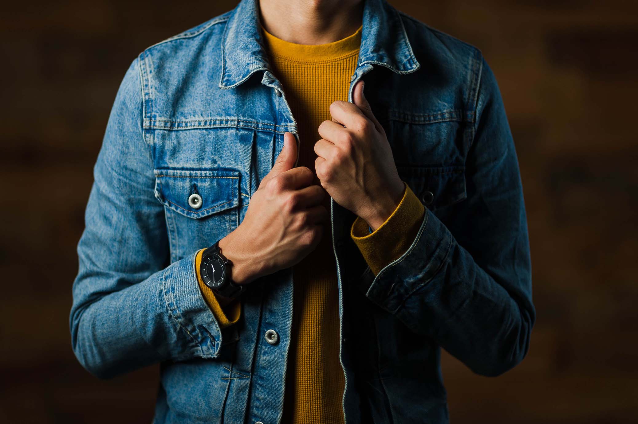 mannequin wearing a denim jacket