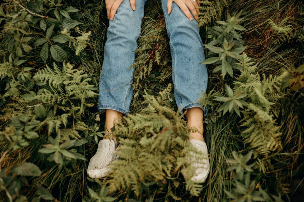 blue jeans in greenery