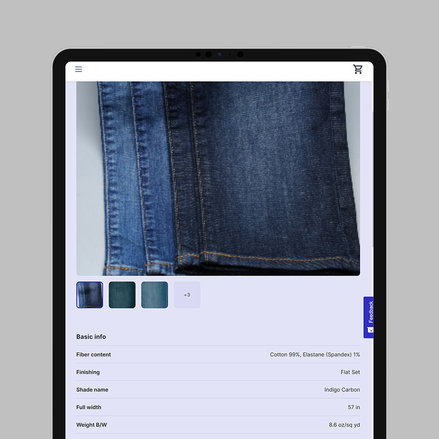 Ipad with material images and details
