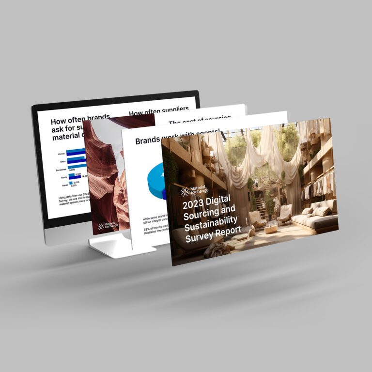 Digital Sourcing and Sustainability Survey Report​ 2023 pages levitating from computer screen