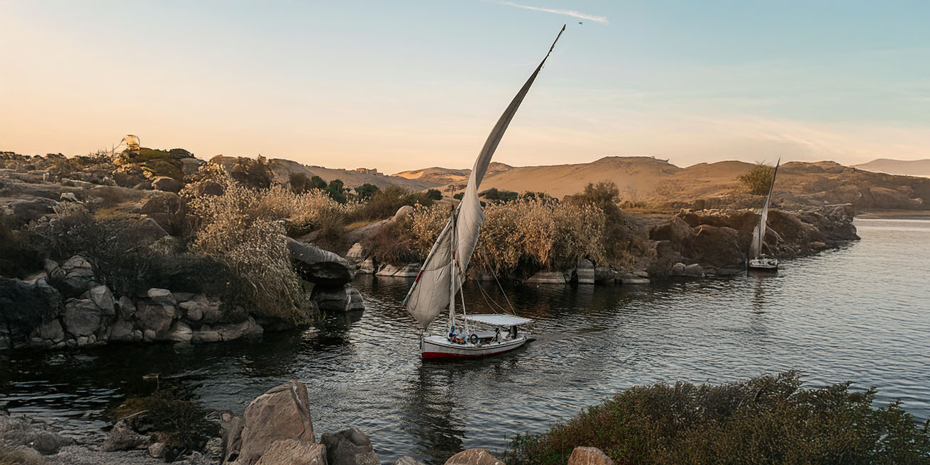 sailboats on the Nile River in Egypt