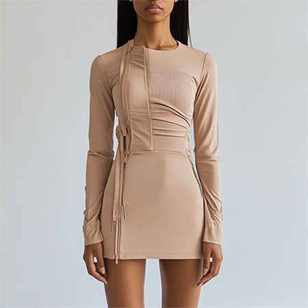 nude colored dress, engineered expression Texworld trend