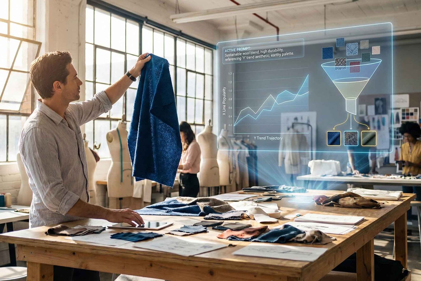 Fashion designer using AI in design process