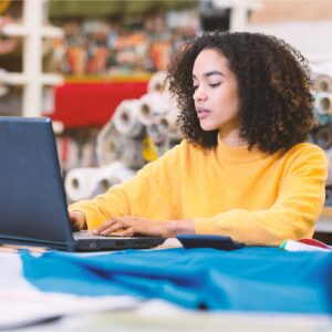 fashion designer using AI to source materials