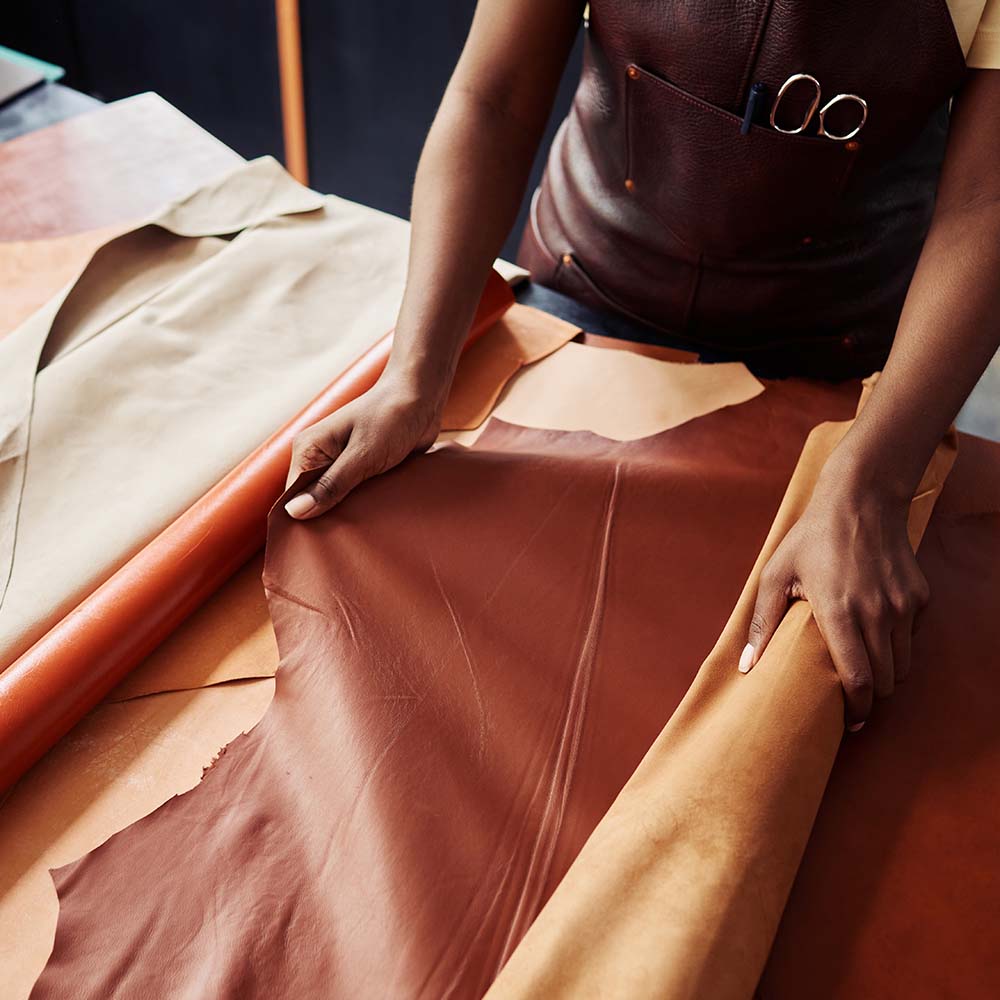 Leather supplier production facility showcasing sourcing and manufacturing capabilities